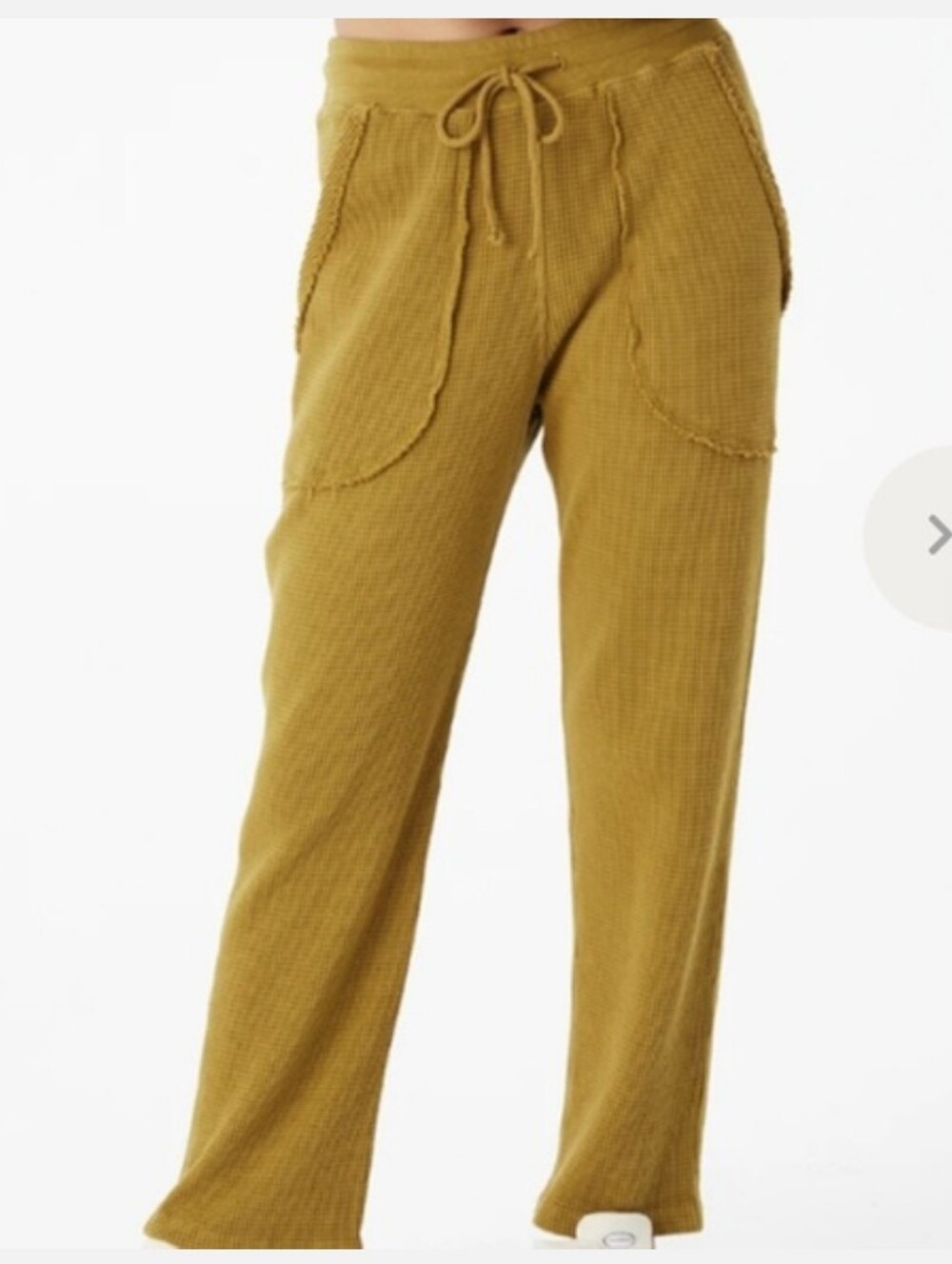 Back Beat Co. Green Waffle Knit Organic Cotton High Rise Slim Jogger Pants